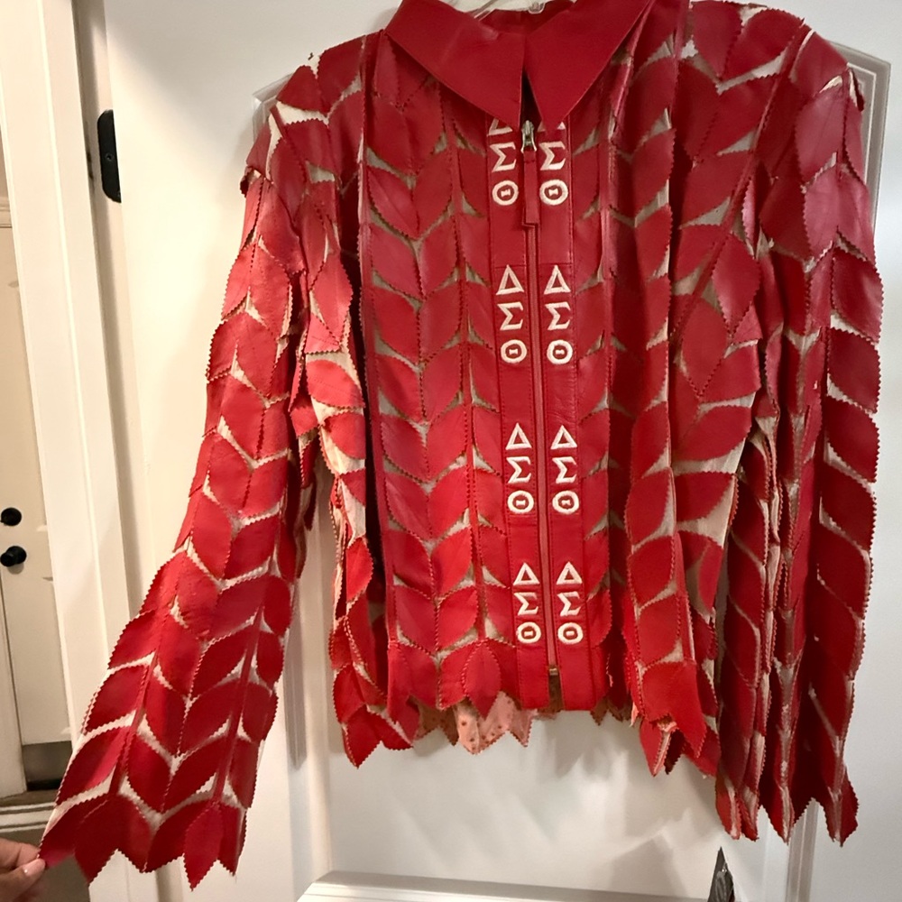 Delta Sigma Theta Vintage Chic Red Women's Blazer with Unique Design